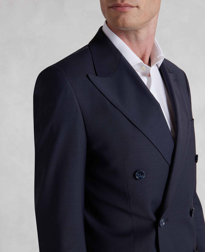 Navy Wool-Blend Double-Breasted Suit