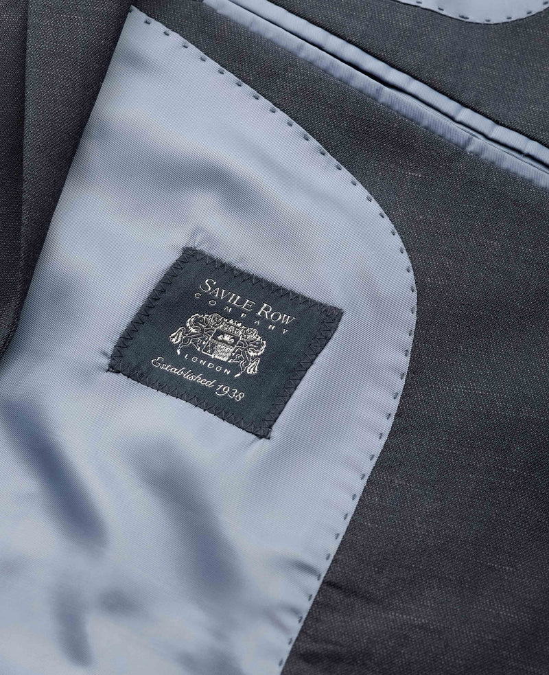 Navy Wool Linen Blend Suit Jacket