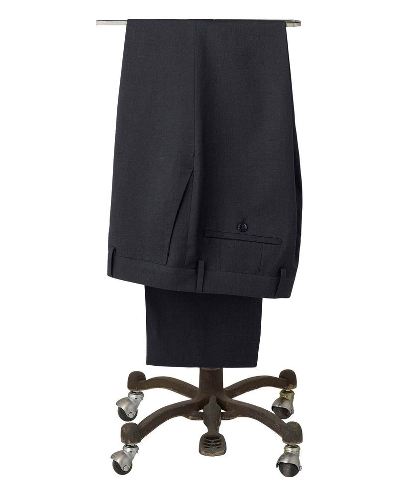 Navy Wool Linen Blend Suit Trousers