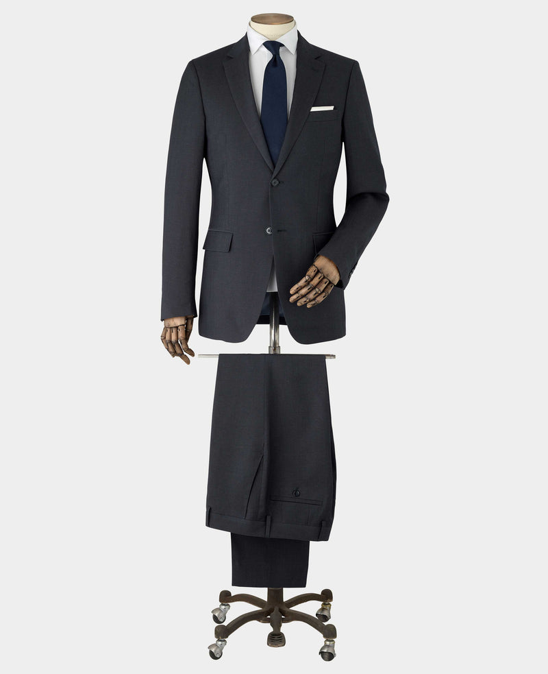 Navy Wool Linen Blend Tailored Suit