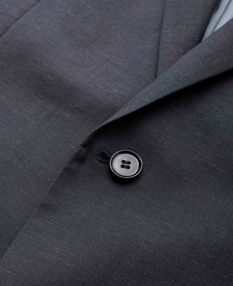 Navy Wool Linen Blend Tailored Suit