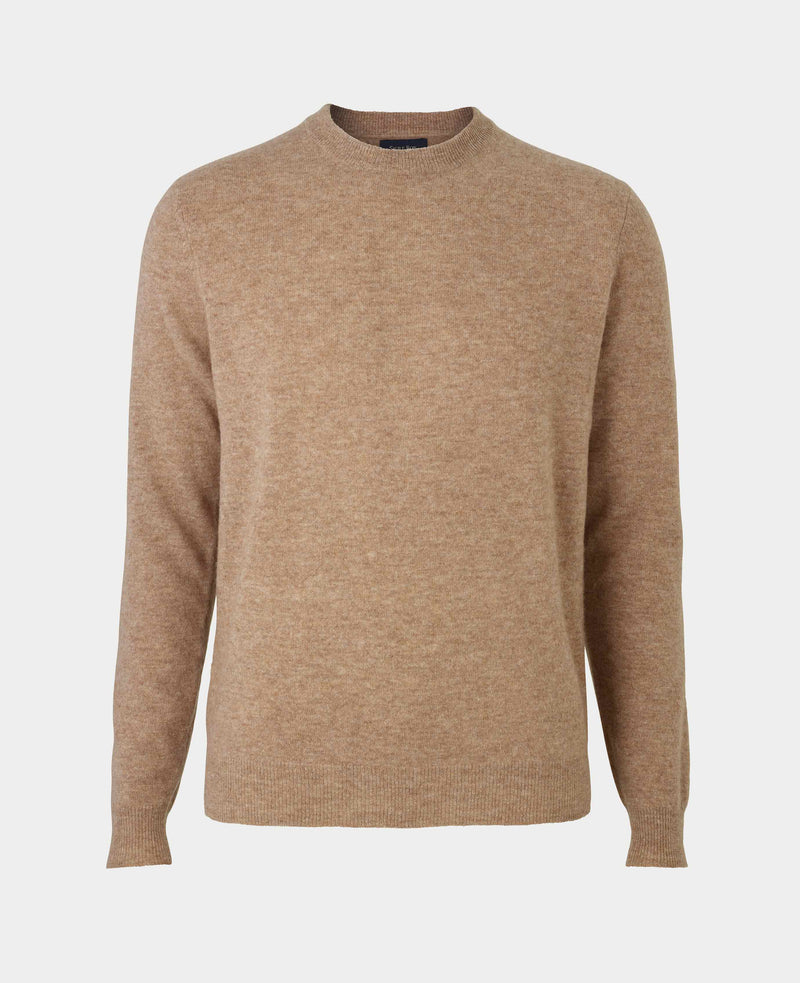 Oatmeal Merino Wool Cashmere Crew Neck Jumper