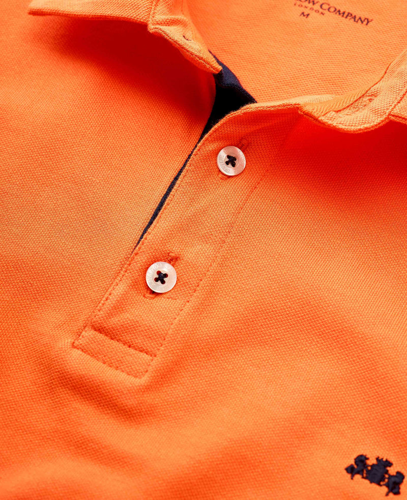 Orange Cotton Pique Short Sleeve Polo Shirt