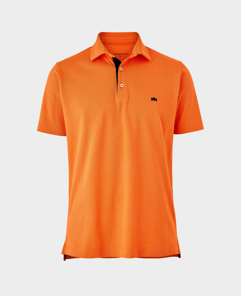 Orange Cotton Pique Short Sleeve Polo Shirt