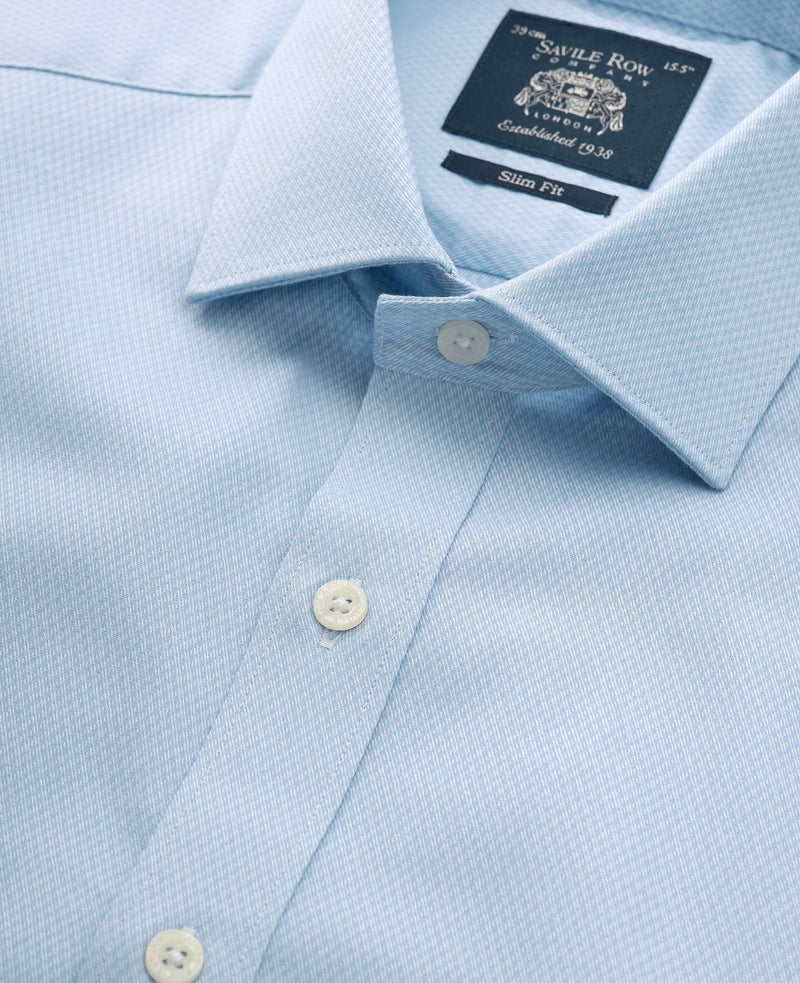 Pale Blue Stretch Cotton Slim Fit Formal Shirt - Single Cuff