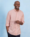 Peach Linen Cotton Classic Fit Button-Down Casual Shirt