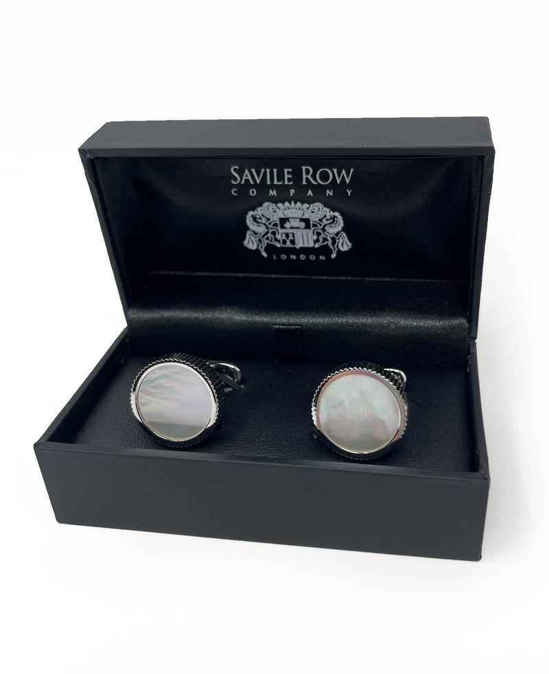 Pearl Rhodium-Plated Cufflinks