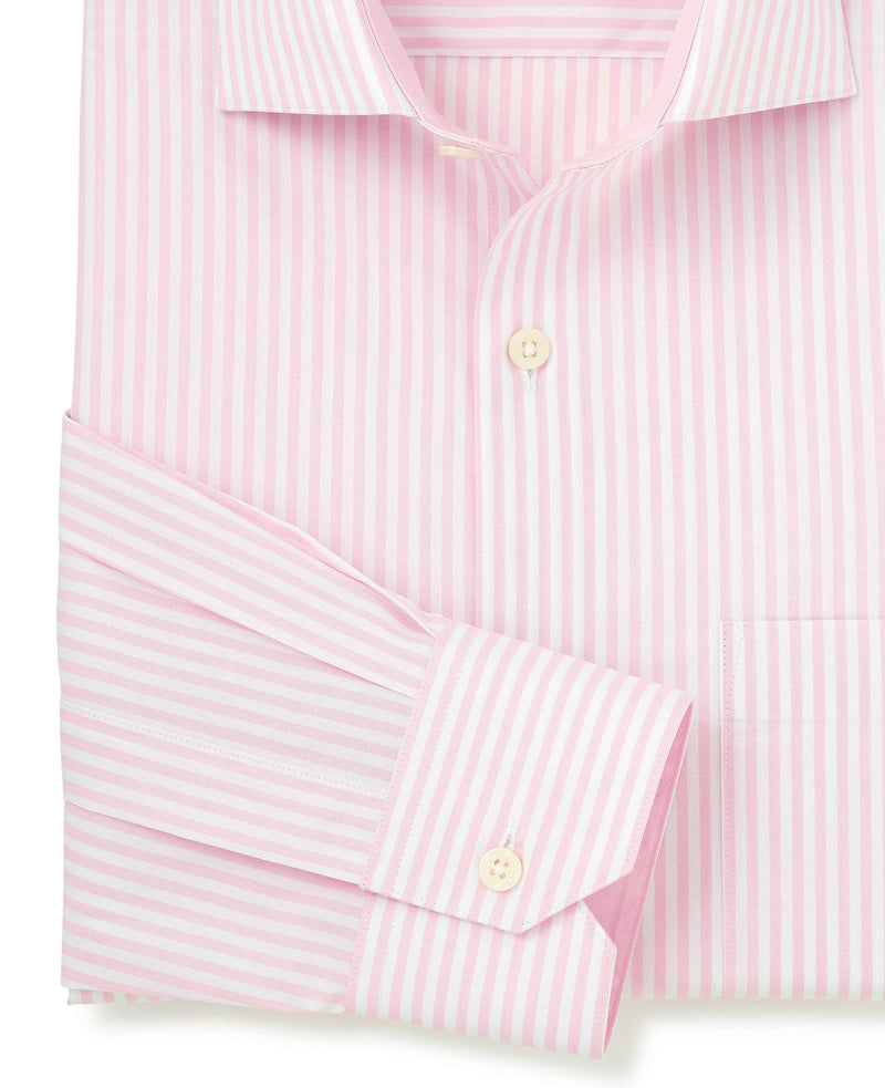 Pink Cotton Bengal Stripe Classic Fit Smart-Casual Shirt - Single Cuff