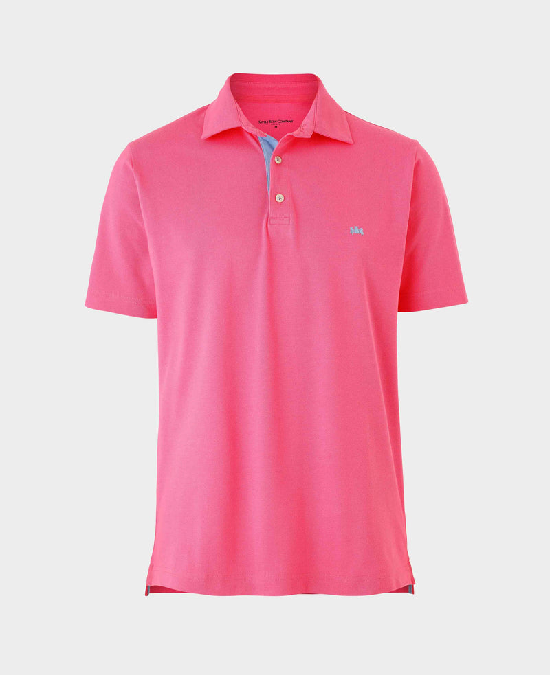 Pink Cotton Pique Short Sleeve Polo Shirt
