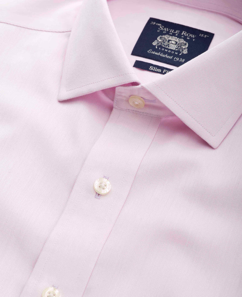pink cotton twill slim fit non iron shirt single cuff 2039pnk