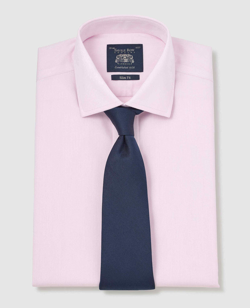 pink cotton twill slim fit non iron shirt single cuff 2039pnk