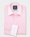 Pink Textured Cotton Puppytooth Classic Fit Winchester Dress Shirt - French Cuff