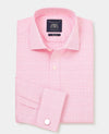 Pink White Cotton Prince of Wales Check Slim Fit Dress Shirt - Double Cuff