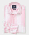 Pink White Stripe Cotton Slim Fit Dress Shirt - Single Cuff