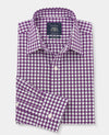 Purple Gingham Check Classic Fit Dress Shirt - Single Cuff