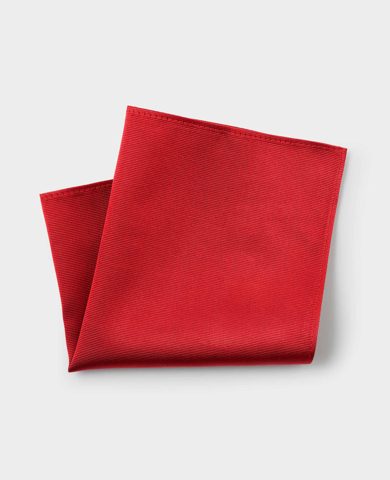 Men's Red Fine Twill Silk Pocket Square