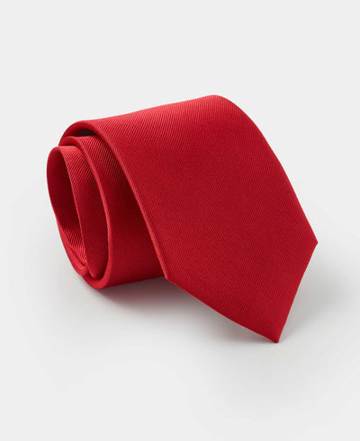 Men's Red Fine Twill Silk Tie