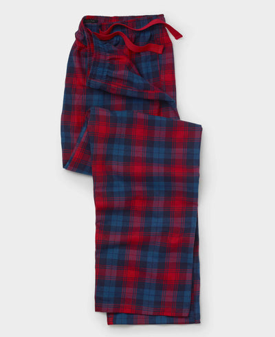 Red Navy Check Brushed Cotton Lounge Pants