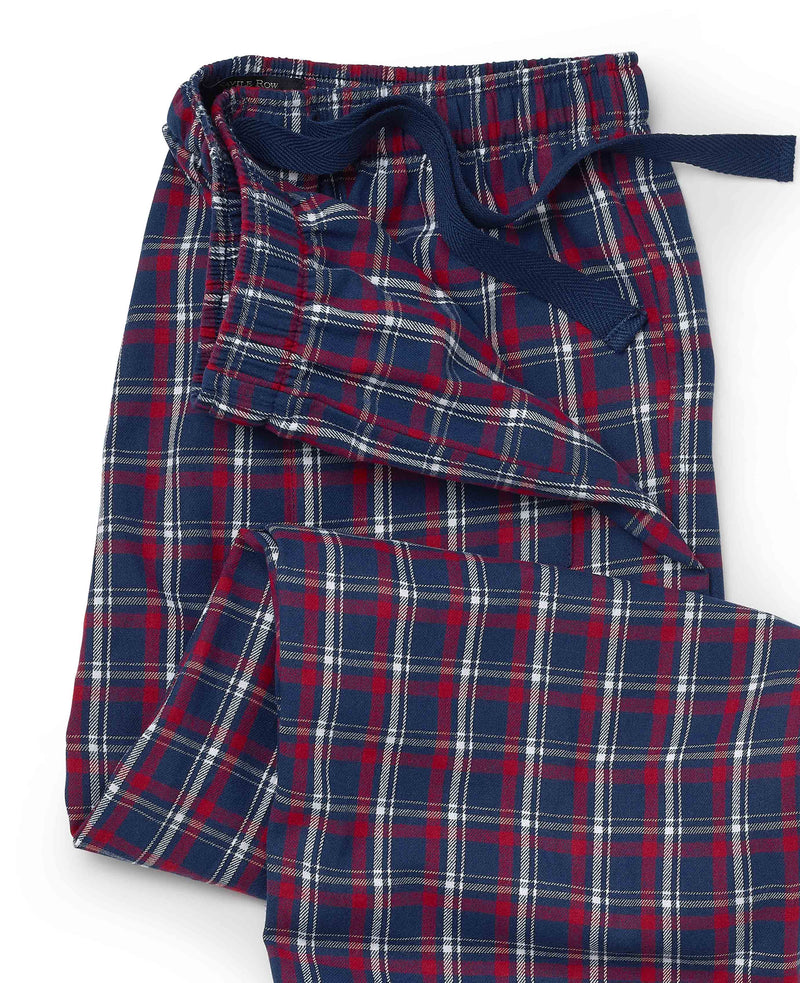 Red Navy White Check Brushed Cotton Lounge Pants