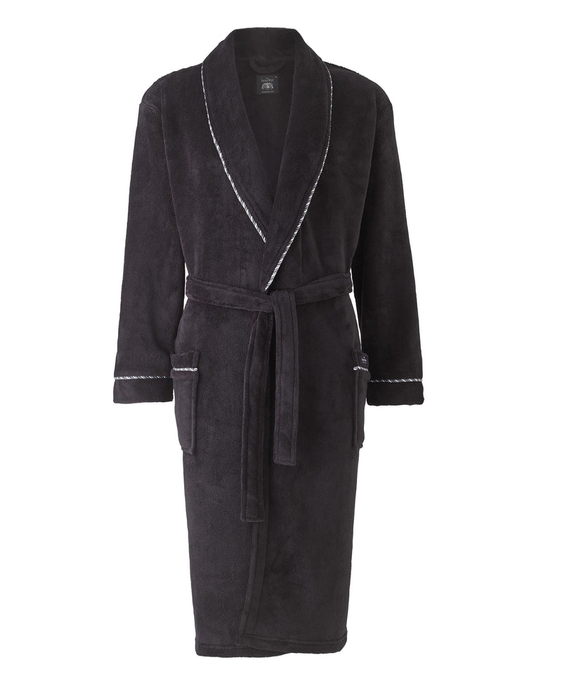 Black Fleece Rope Edge Dressing Gown