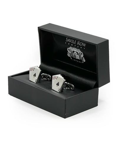 Silver Tone Rhodium Plated Cards Cufflinks