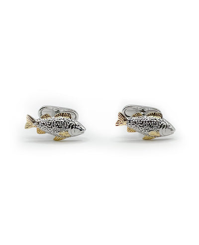 Men's Silver Rhodium Plated Fish Cufflinks