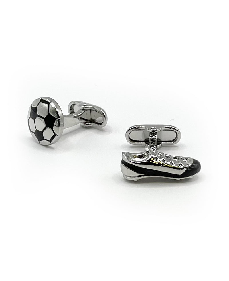 Men's Silver Rhodium Plated Football Cufflinks