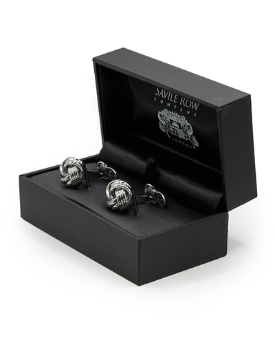 Silver Tone Rhodium Plated Knot Cufflinks