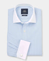 Sky Blue Cotton Gingham Check Slim Fit Winchester Dress Shirt - Double Cuff