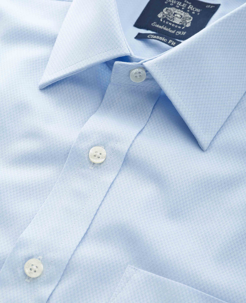 Sky Blue Diamond Dobby Classic Fit Formal Shirt - Double Cuff