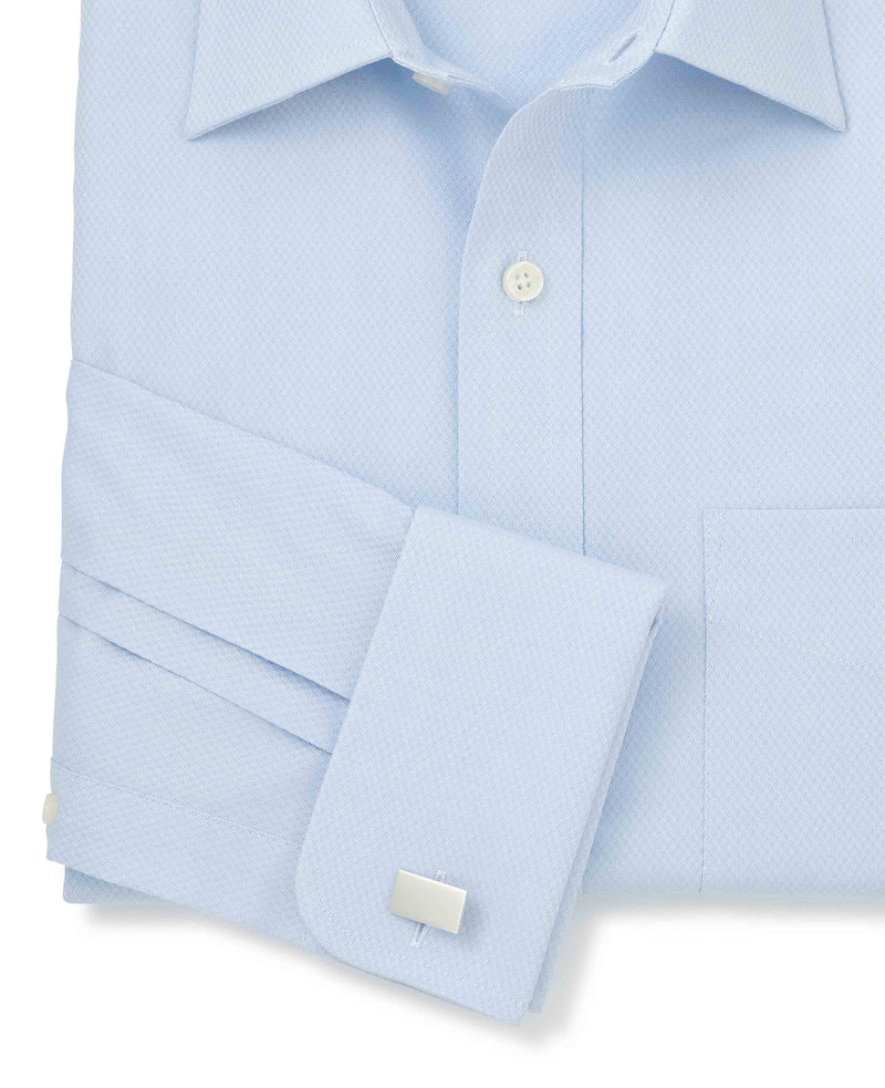 Sky Blue Diamond Dobby Classic Fit Formal Shirt - Double Cuff