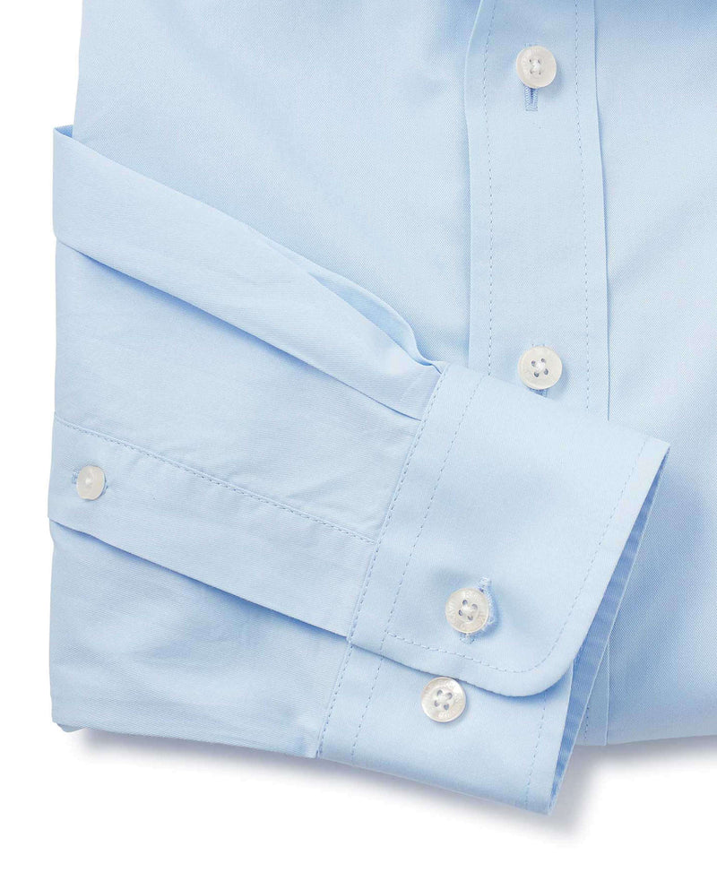 Sky Blue Twill Slim Fit Shirt in Shorter Length - Cuff Detail - 1398SKY