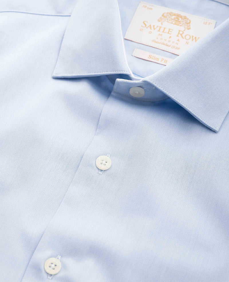 Sky Blue Two-Ply Cotton Slim Fit Gold Label Dress Shirt - Single Cuff