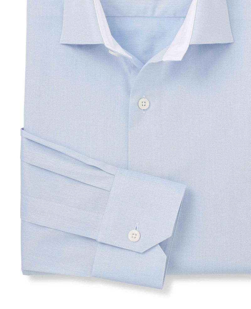 Sky Blue Two-Ply Cotton Slim Fit Gold Label Dress Shirt - Single Cuff