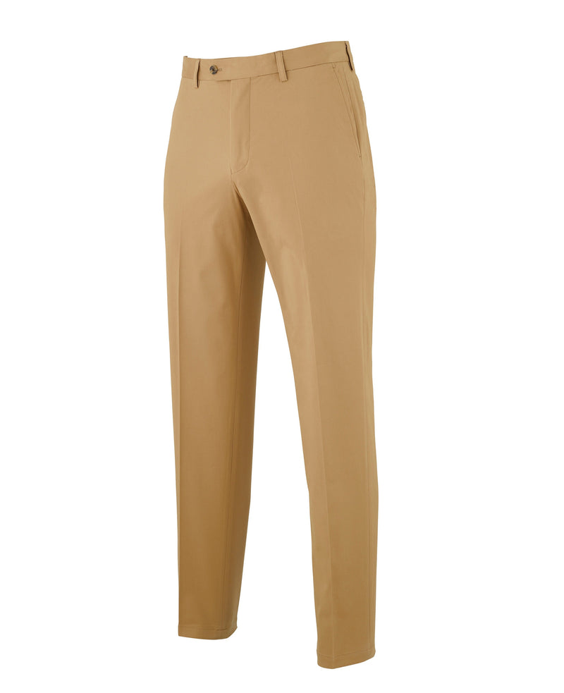 Tan Flat Front Stretch Cotton Slim Fit Chinos - MCT332TAN - Large Image