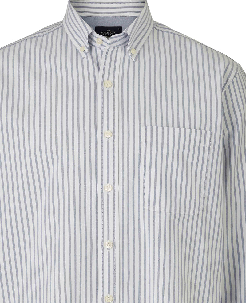 White Blue Stripe Classic Fit Oxford Shirt