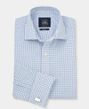 White Blue Windowpane Check Slim Fit Dress Shirt - French Cuff