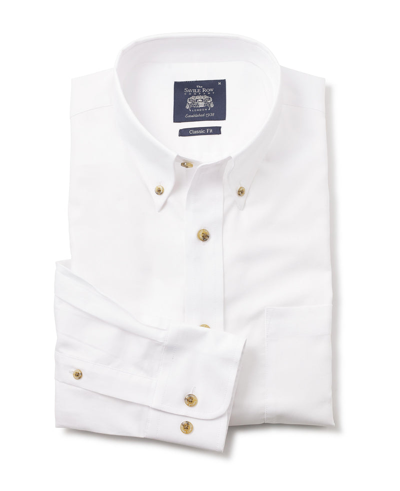 White Classic Fit Oxford Shirt - Single Cuff