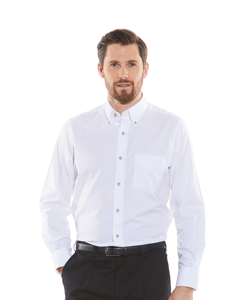 White Classic Fit Oxford Shirt - Single Cuff Model Shot