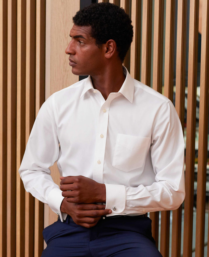 White Cotton Classic Fit Non-Iron Shirt - French Cuff