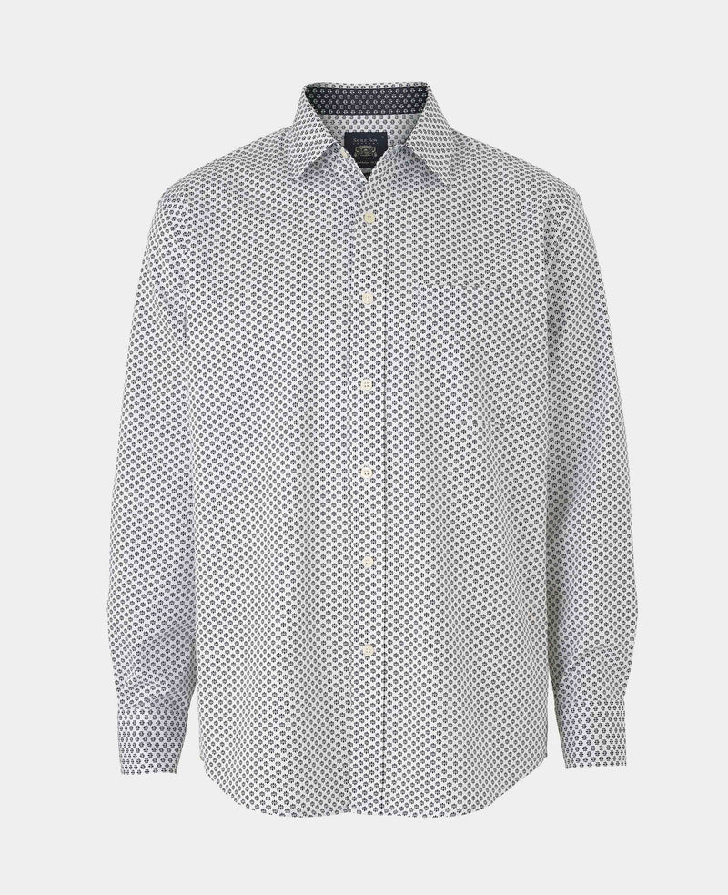 White Cotton Classic Fit Printed Casual Shirt