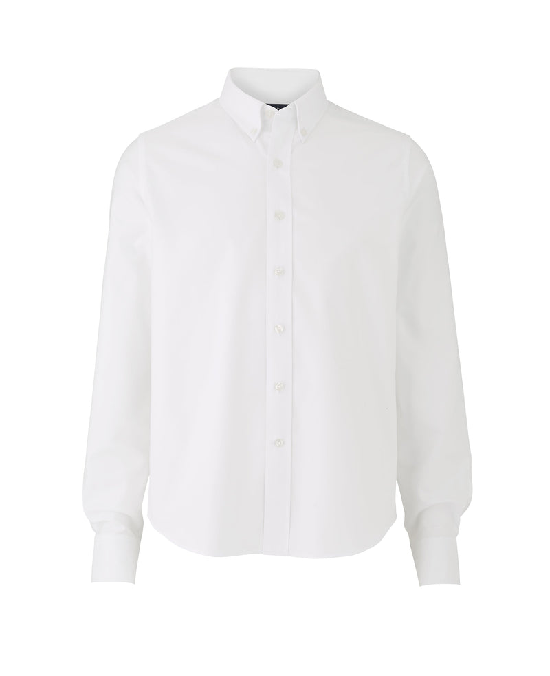 White Cotton Oxford Slim Fit Casual Shirt In Shorter Length - On Mannequin - 1389WHT