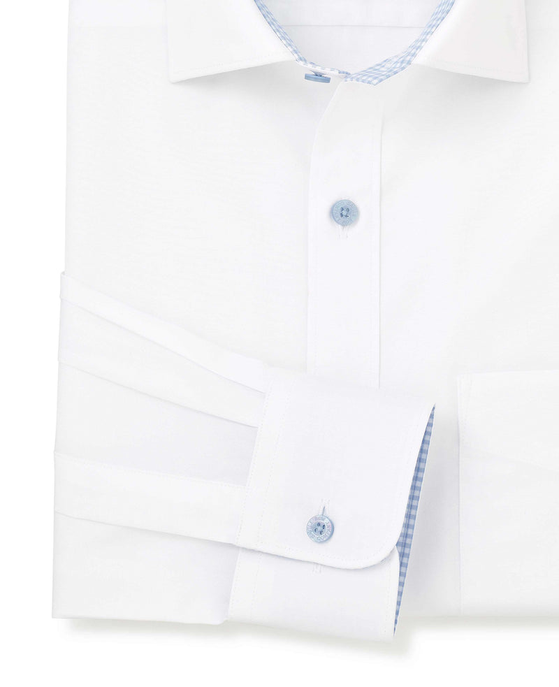 White Cotton Poplin Classic Fit Dress Shirt - Single Cuff