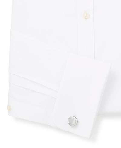 White Cotton Poplin Extra Slim Pin Collar Shirt - Double Cuff - Cuff Detail - 1382WHT