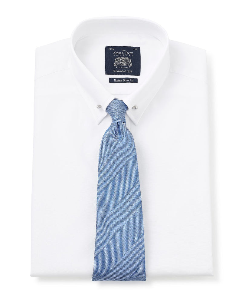 White Extra Slim Fit Pin Collar Shirt - Double Cuff