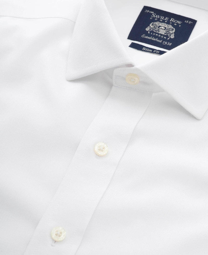 White Cotton Slim Fit Non-Iron Shirt - French Cuff