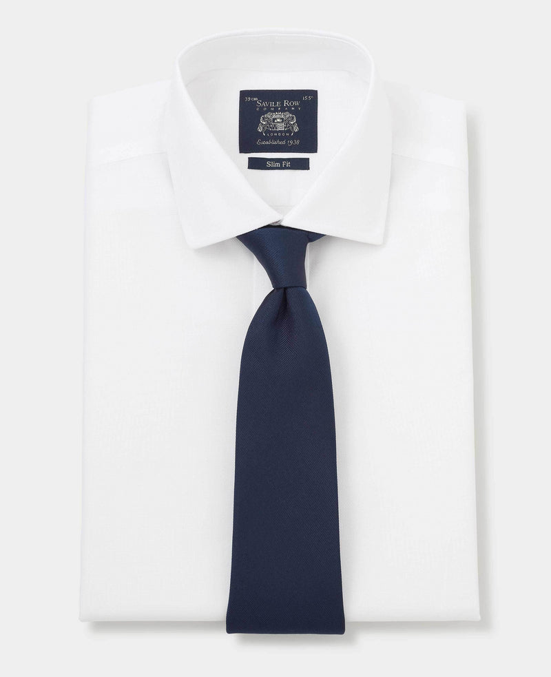 White Cotton Slim Fit Non-Iron Shirt - French Cuff