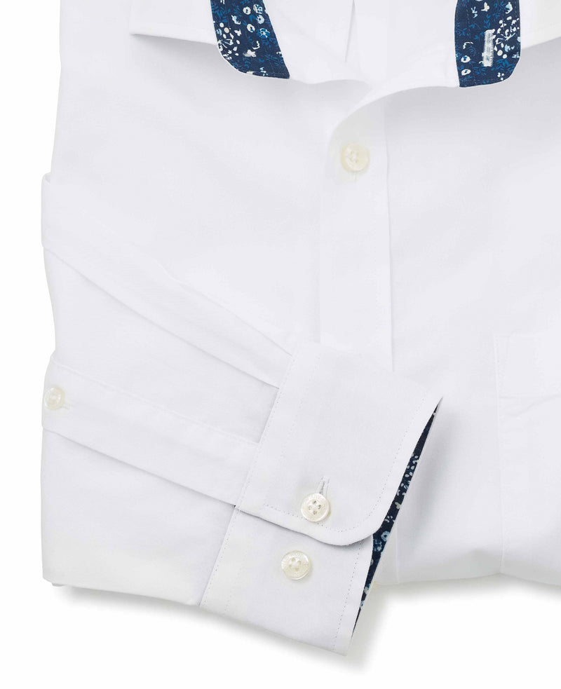 White Cotton Twill Classic Fit Casual Shirt