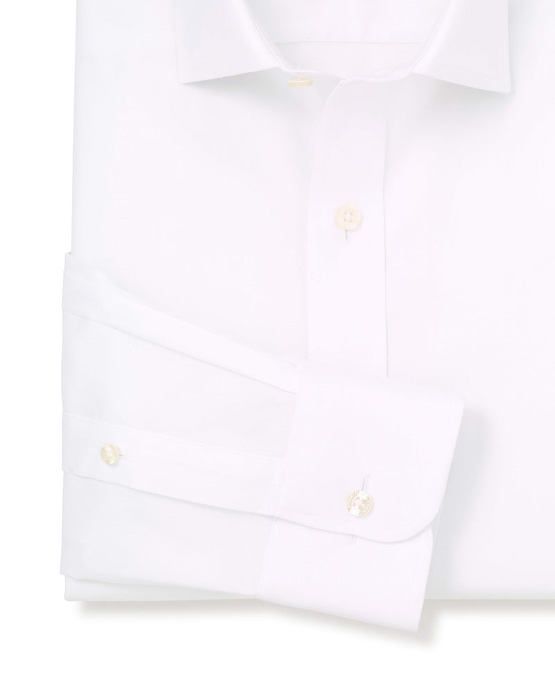 White Cotton Twill Slim Fit Non-Iron Shirt - Single Cuff