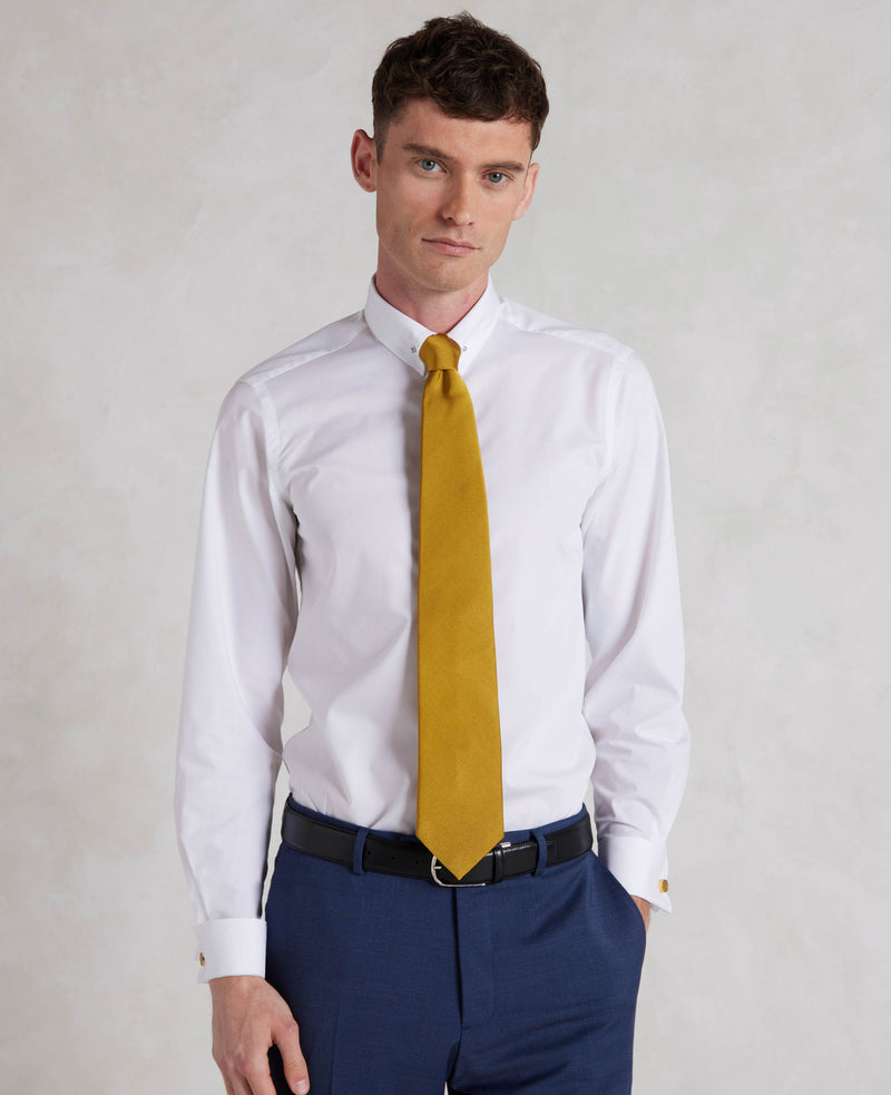 White Extra Slim Fit Pin Collar Shirt - Double Cuff